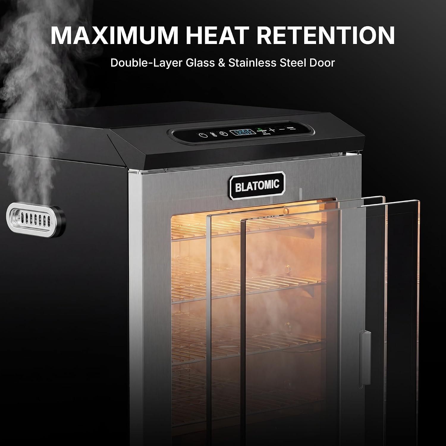 30 inch Electric Smoker with Built-in Meat Probe, Elevated Stand, Vert – Black – Smokers
