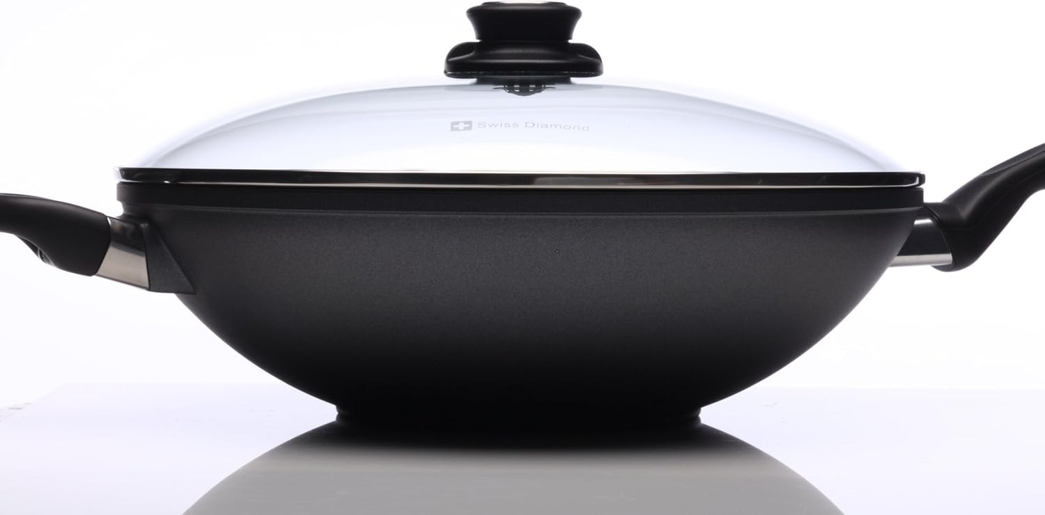 Swiss Diamond Wok with Lid – 5.3 quarts – Black – Woks & Stir-Fry Pans