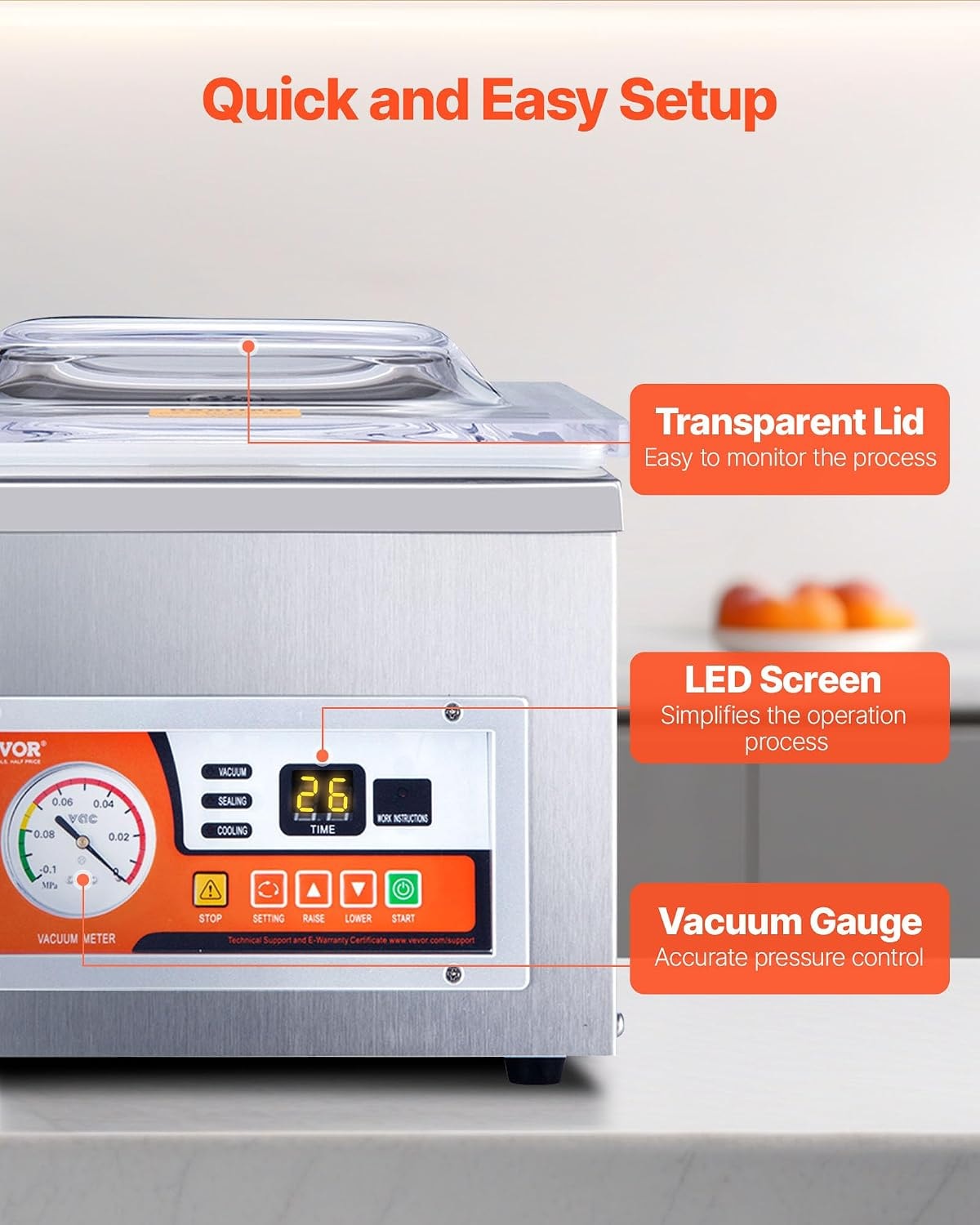 Chamber Vacuum Sealer, 260w Sealing Power, Vacuum Packing Machine for  – Silver – Vacuum Sealers