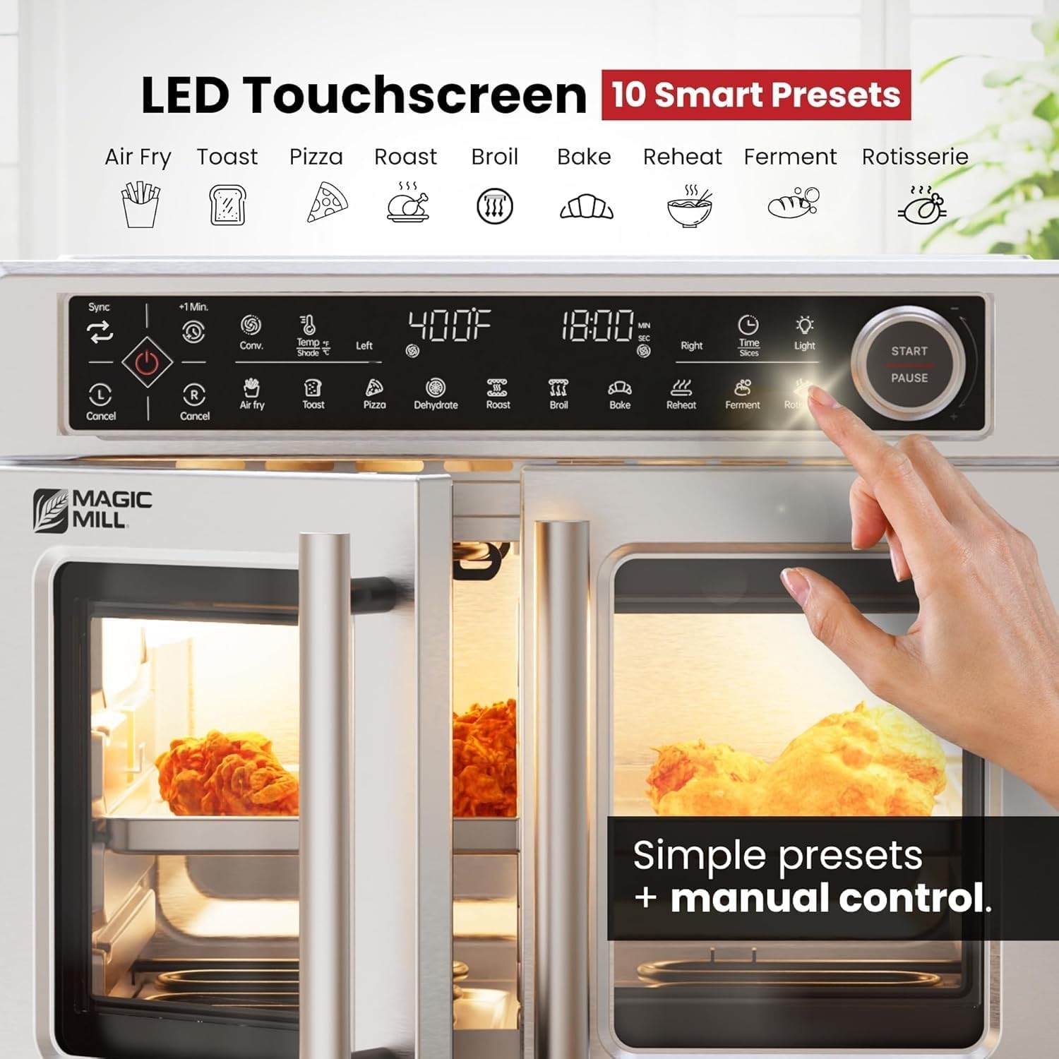 Magic Mill Ultra-Premium 32QT Air Fryer Oven – 32 quarts – Stainless Steel – Toaster Ovens