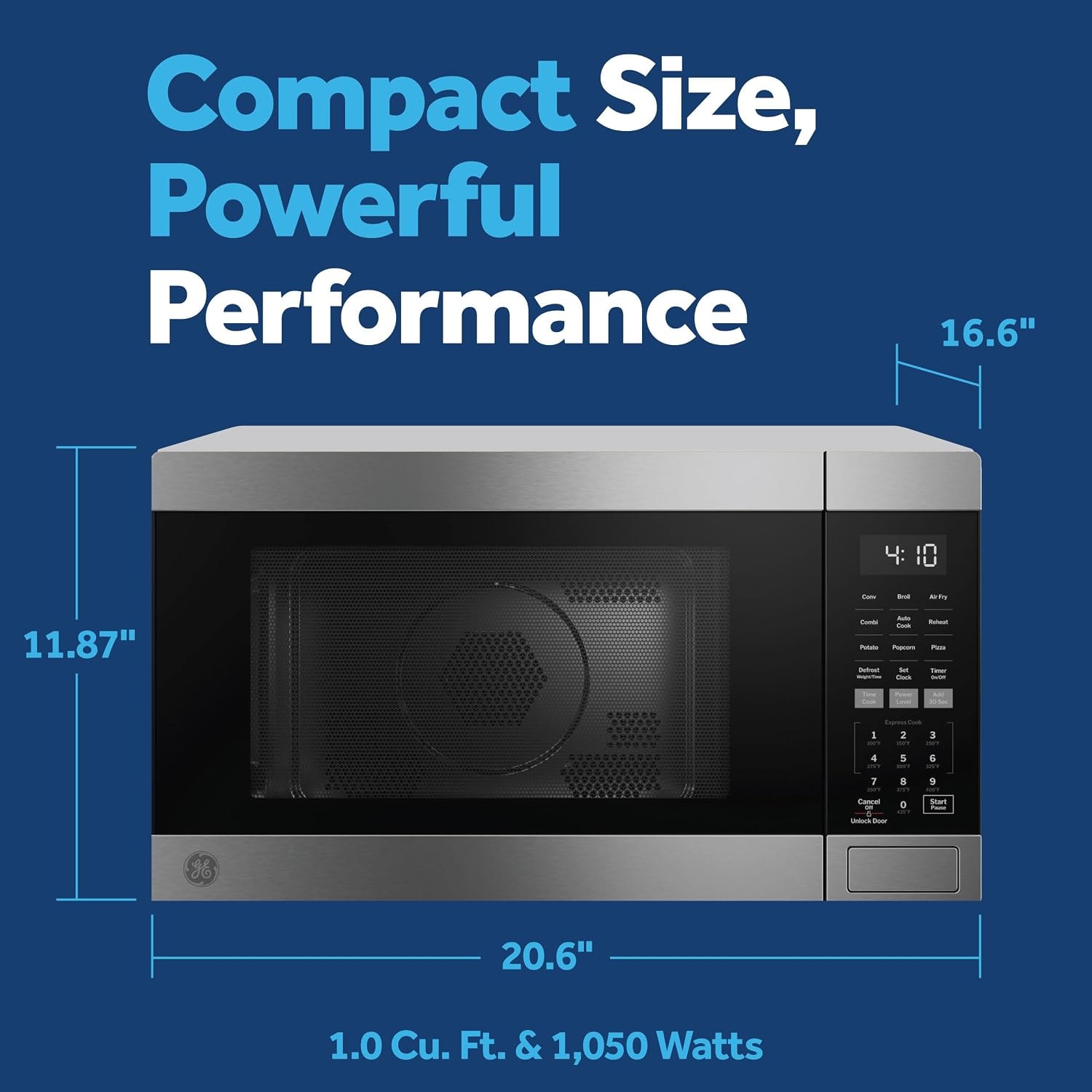 GE 1.0 Cu ft Countertop Convection Microwave Oven with Air Fry – 1 cubic feet – Stainless Steel – Countertop Microwave Ovens
