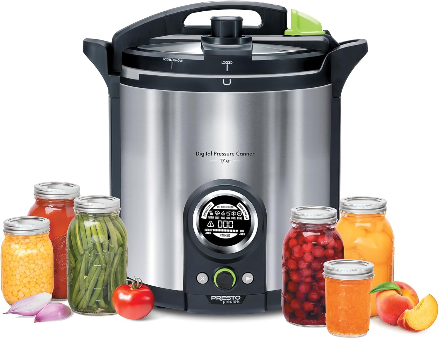 PRESTO 02152 17-Quart Digital Pressure Canner Safety Features & Recipe – 17 quarts – Stainless Steel – Canning