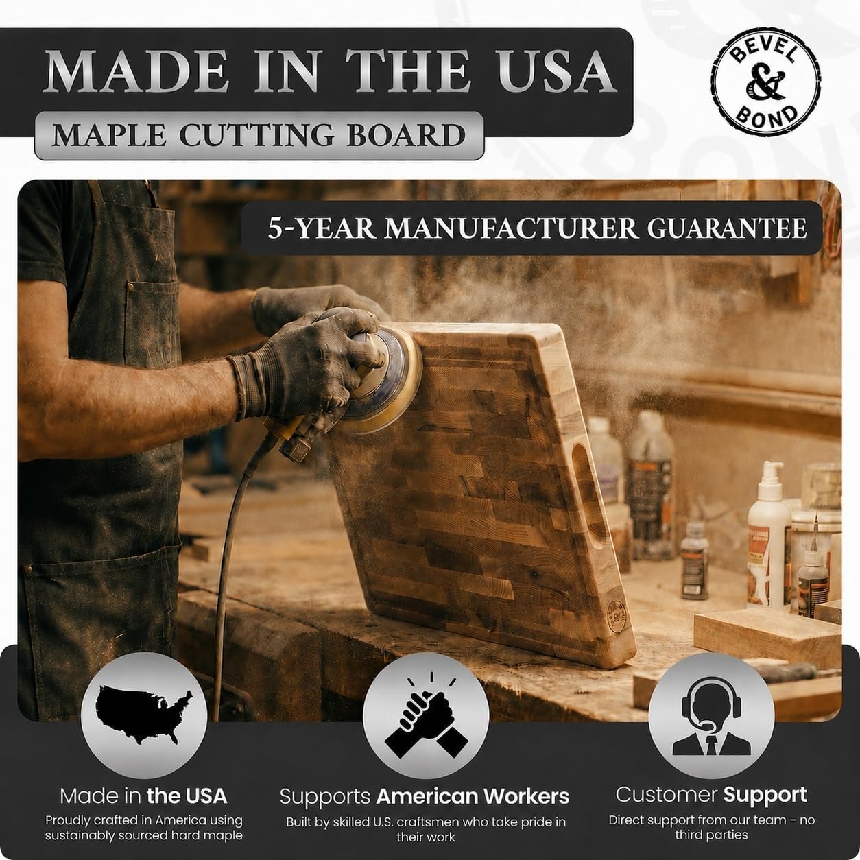 Maple End Grain Cutting Board - The Belmont by Deer Park Woodwork 18"L – 17"L x 13"W – Cutting Boards