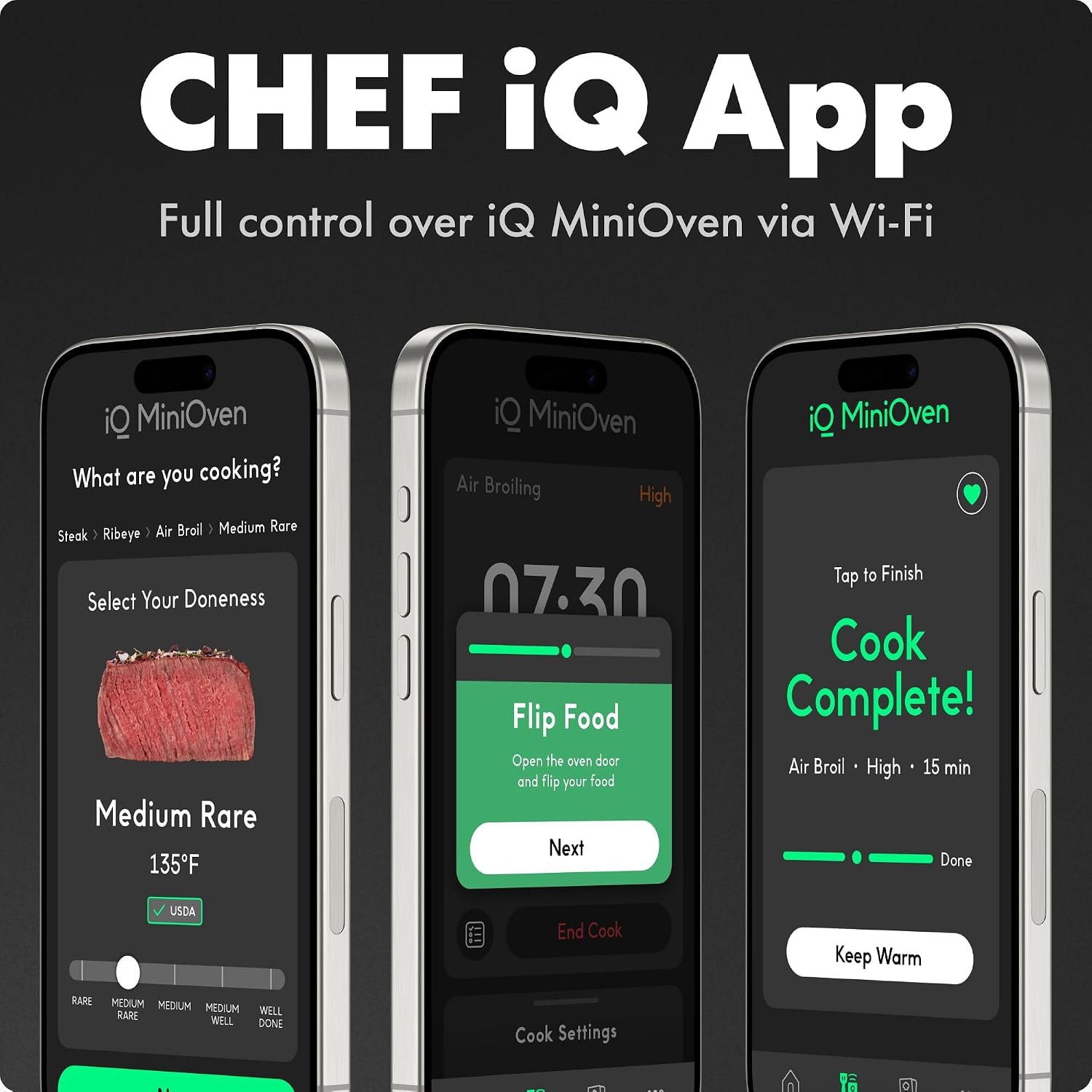 CHEF iQ MiniOven Smart Toaster Oven Air Fryer Combo – 25 quarts – Black – Convection Ovens