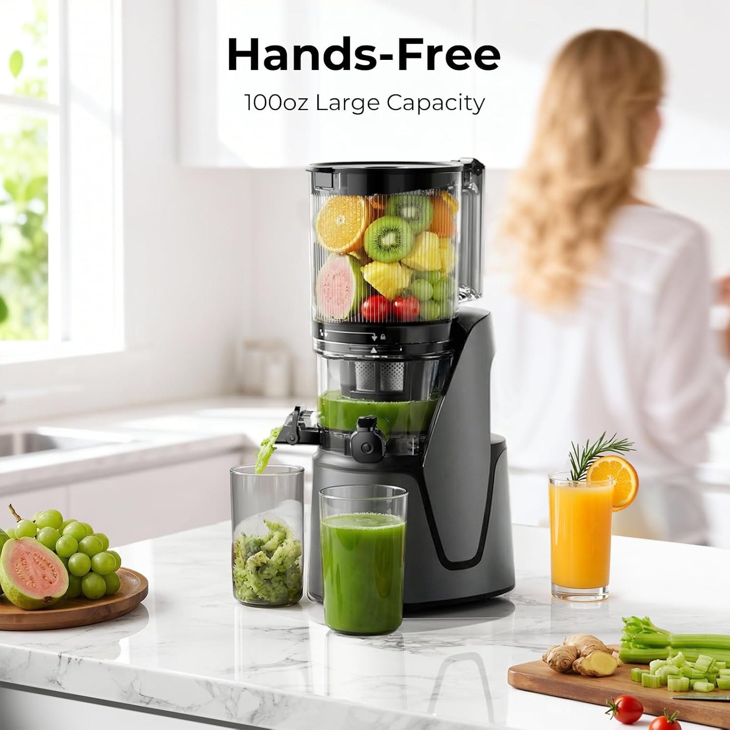 Cold Press Juicer – Premium Gray – Single Auger Masticating Juicers