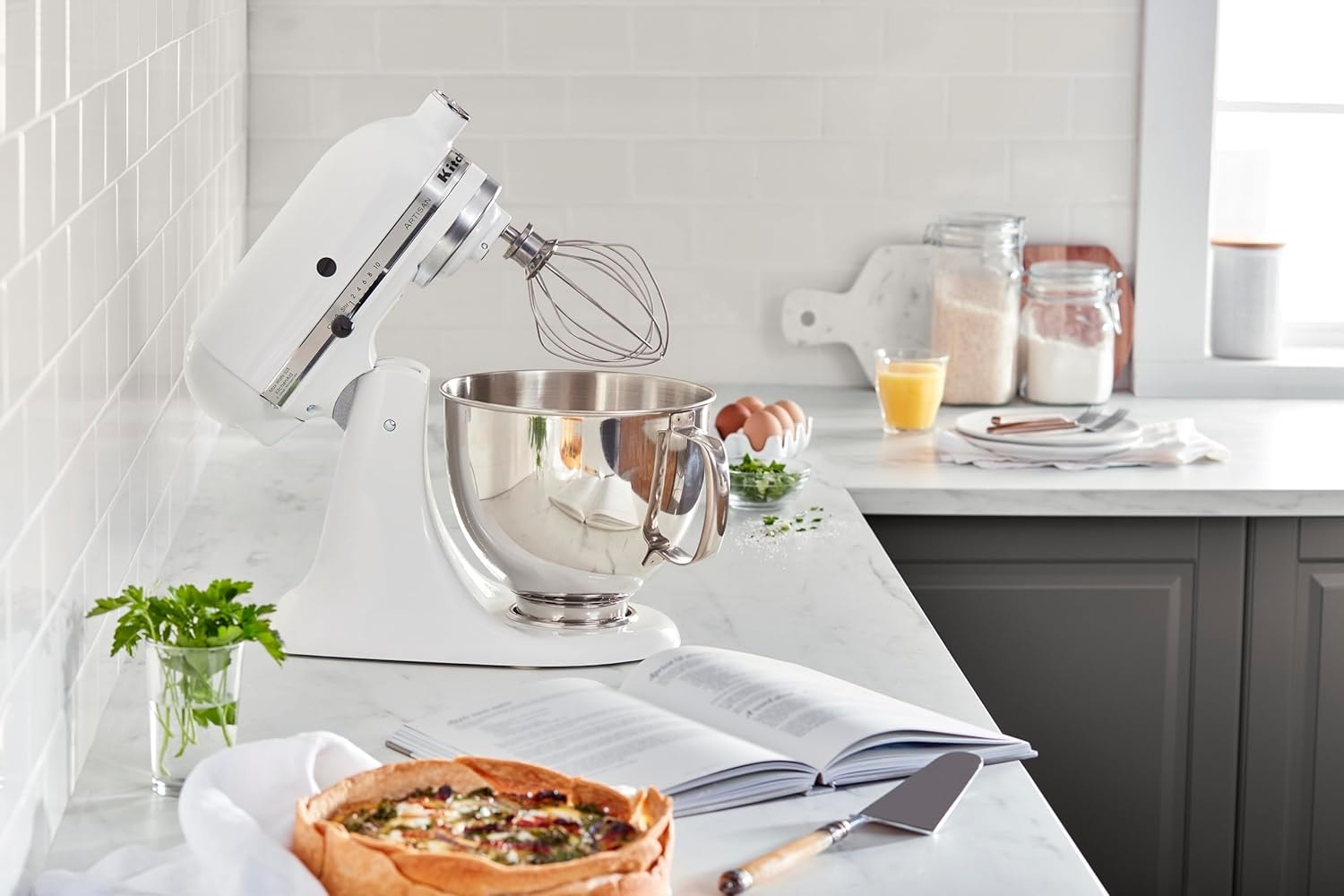 KitchenAid Artisan Series 5 Quart Tilt-Head Stand Mixer in White, KSM1 – 5 quarts – Stand Mixers