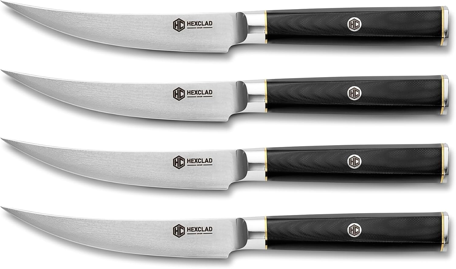 HexClad Master Series Damascus Steel Steak Knife Set – Black – Steak Sets