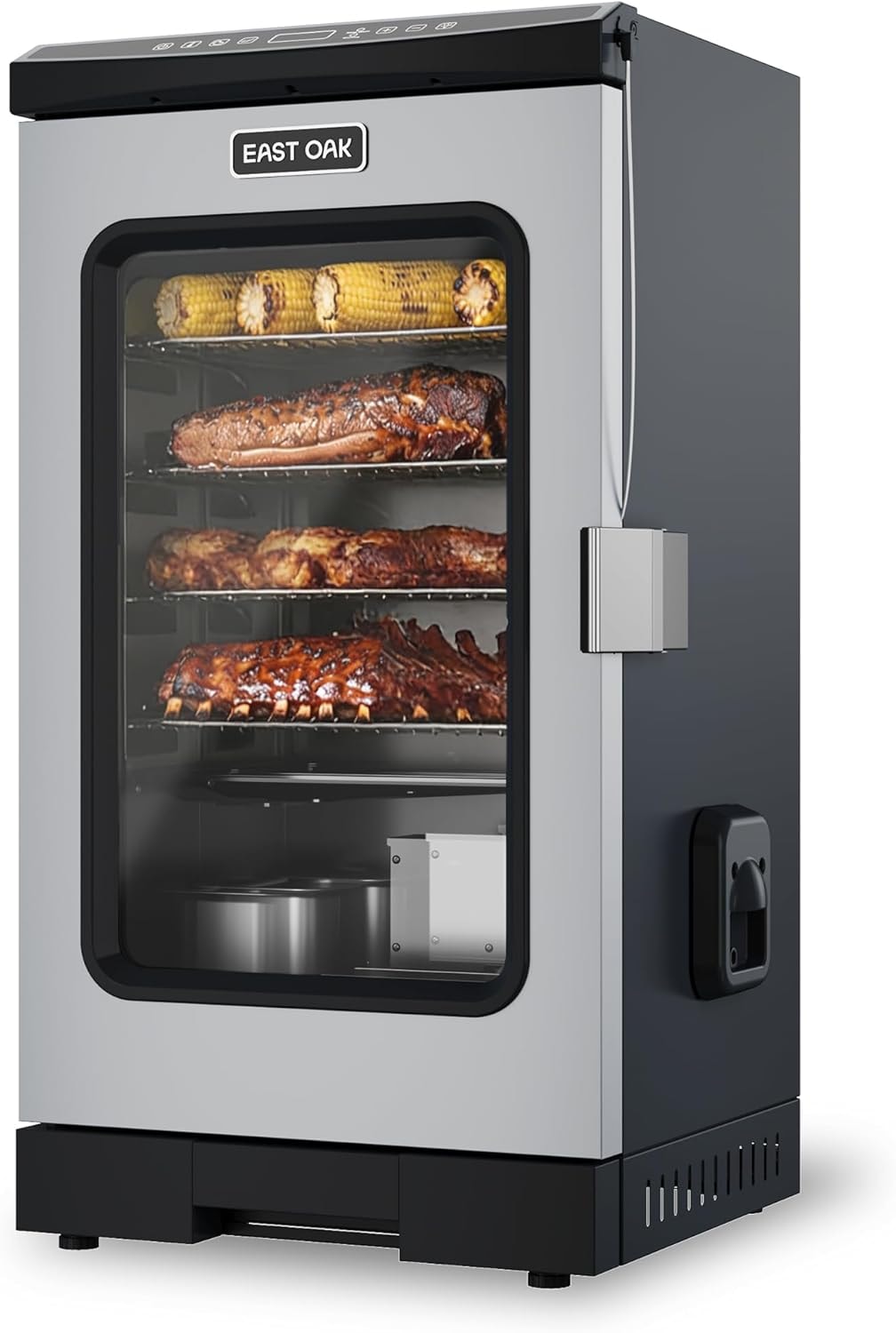 30 Inch Electric Smoker For Outdoors, Built-In Probe – Mist Silver – Glass Door – Smokers
