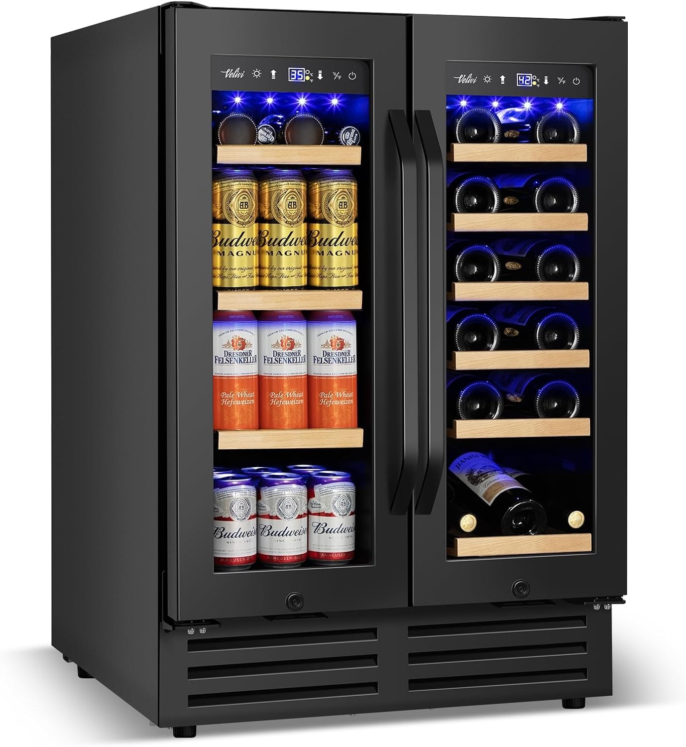 SOZT 23.5 in. Dual Zone 18-Wine Bottles and 68-Cans Beverage & Wine Co – 4.9 cubic feet – Black01 – Beverage Refrigerators
