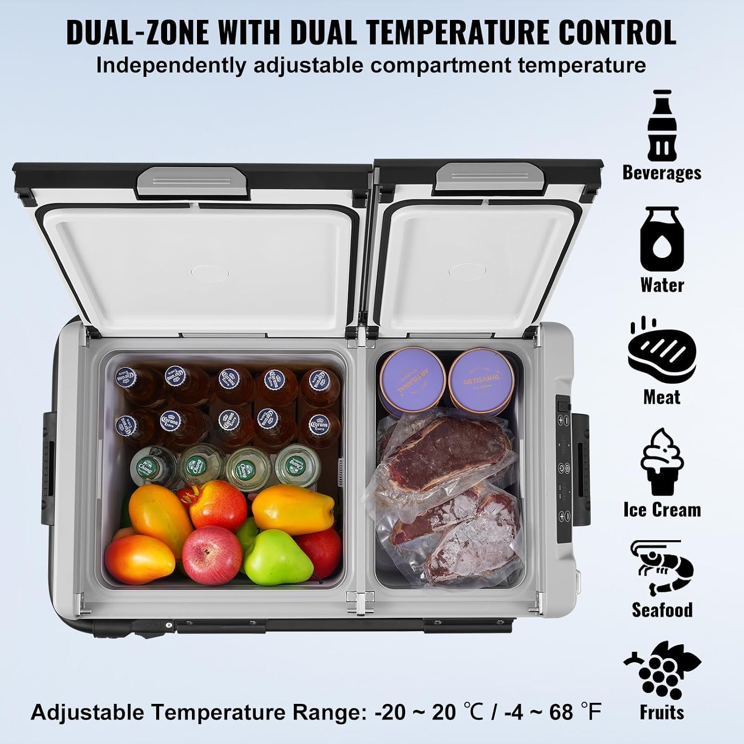 VEVOR 74 QT Portable Cooler – 58 liters – Black – Coolers & Refrigerators