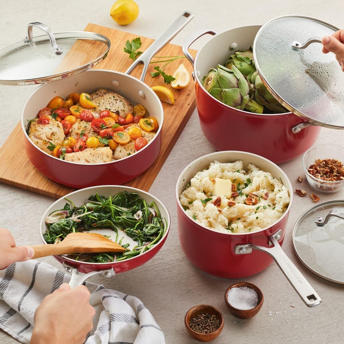 12-Piece Hard Anodized Ceramic Nonstick Cookware Set Empire Red – Cookware Sets