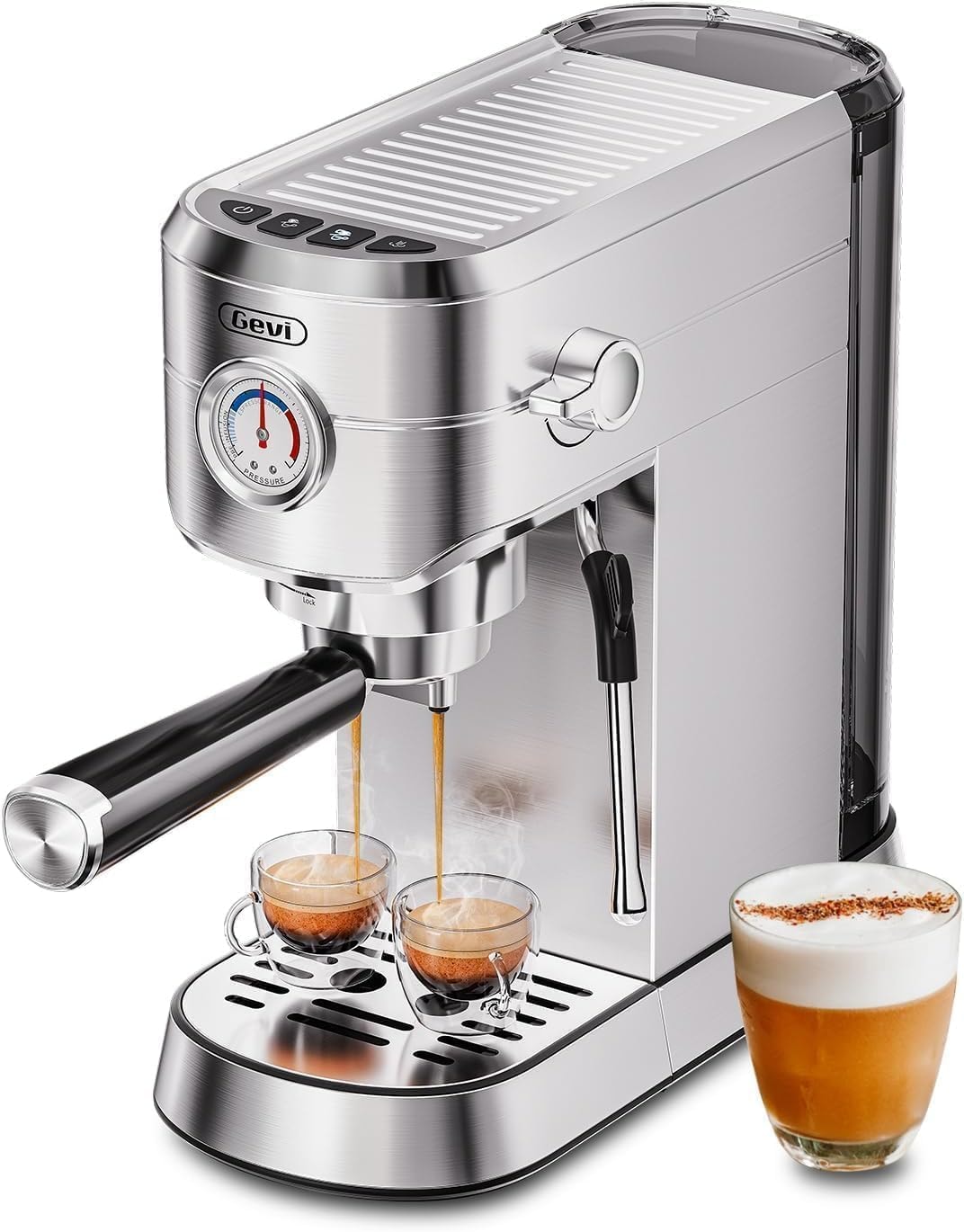 GEVI Espresso Machine – 1 liters – Sterling Silver – Commercial Espresso Machines & Coffee Makers