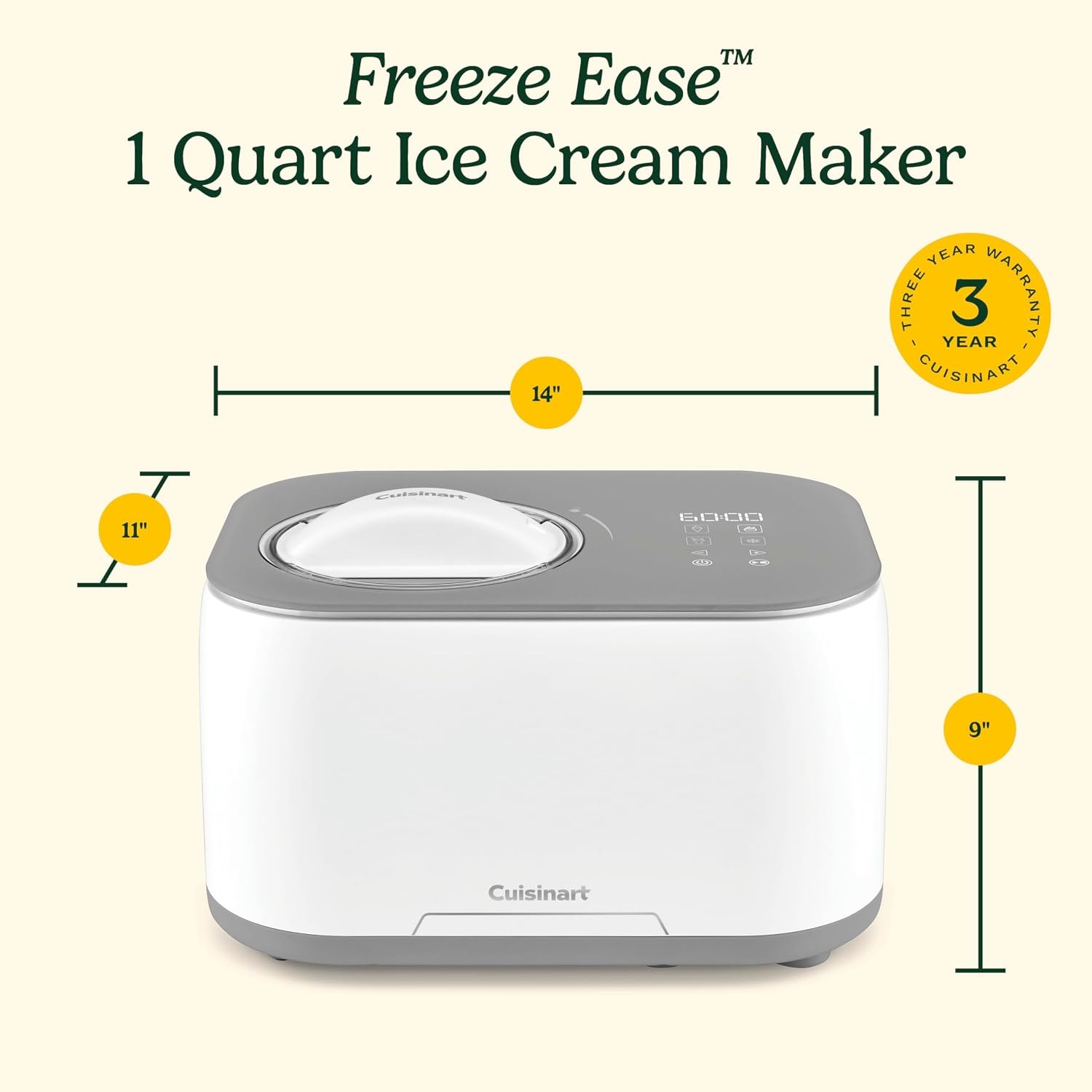 Cuisinart Freeze Ease Pro Ice Cream Maker – 1 quarts – White/Gray – Ice Cream Machines