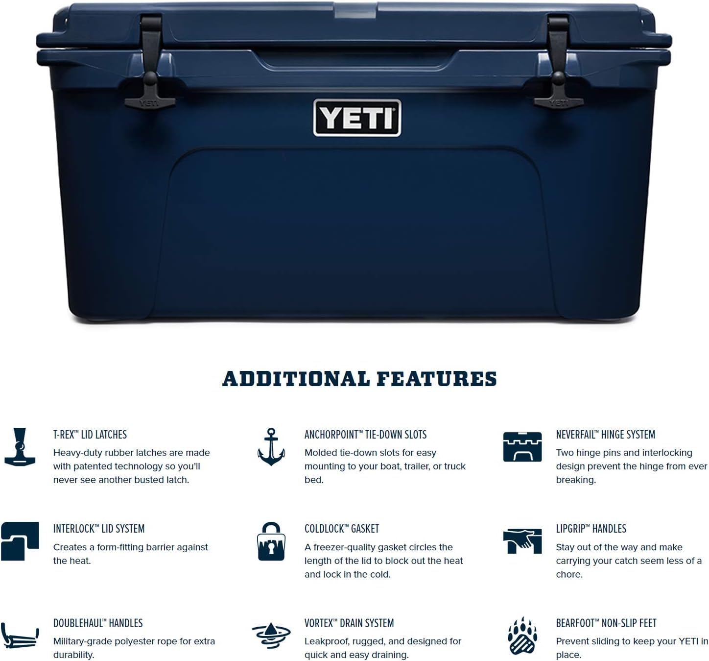 YETI Tundra 65 Hard Cooler – Navy – Coolers
