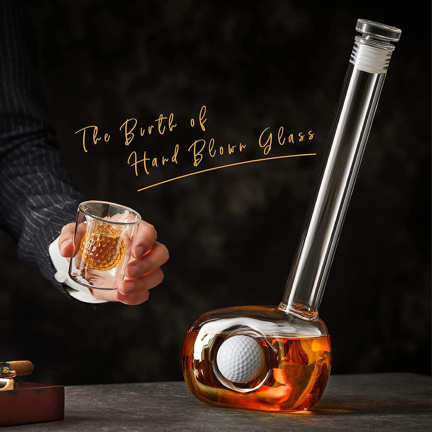 Groovy Guy Gifts Golf Cart Whiskey Decanter Set – 750 ml – Clear – Liquor Decanters