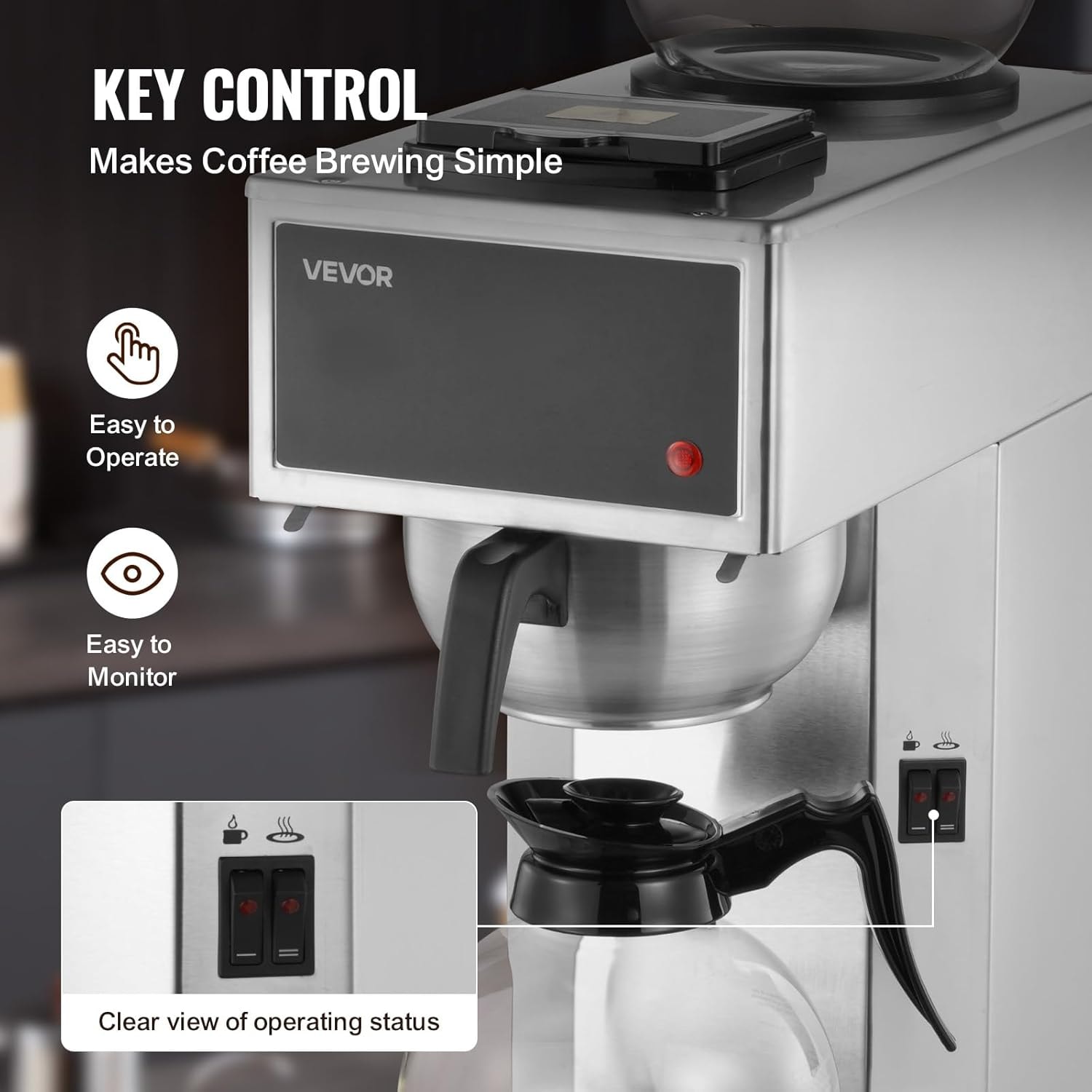 Vevor Commercial Drip Coffee Maker – 12 cups – Silver+Black – Commercial Espresso Machines & Coffee Makers