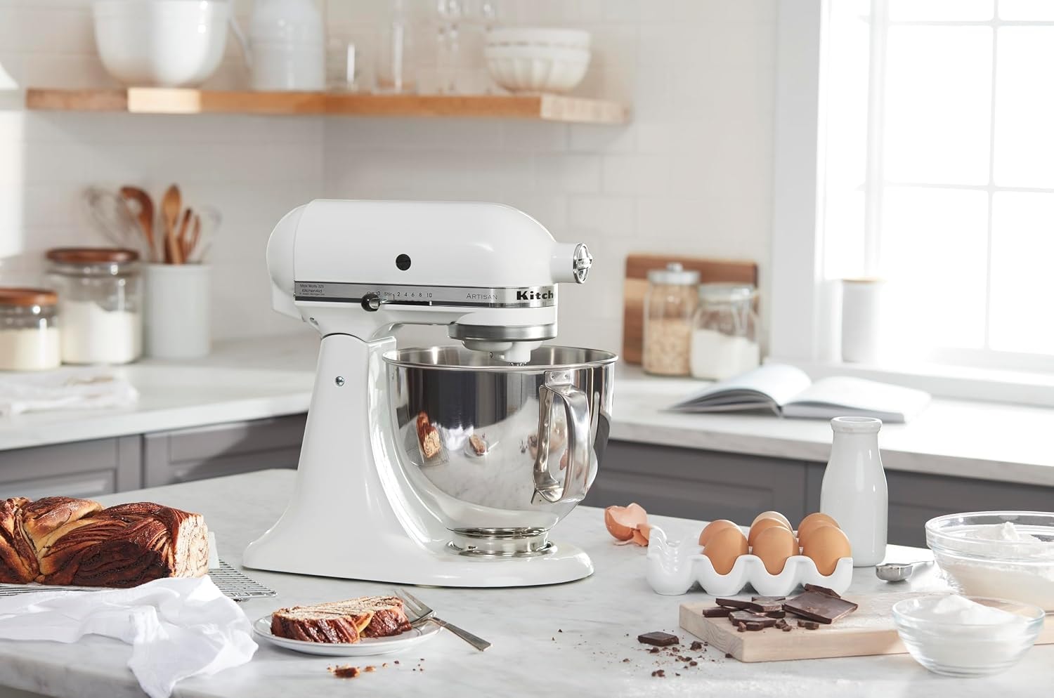 KitchenAid Artisan Series 5 Quart Tilt-Head Stand Mixer in White, KSM1 – 5 quarts – Stand Mixers