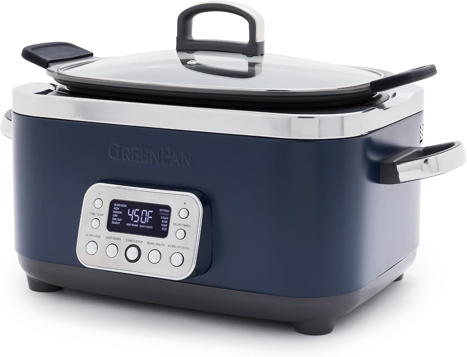 Greenpan Elite 14-in-1 Nonstick 6qt Electric Slow Cooker, Pfas-free – 6 quarts – Oxford Blue – Slow Cookers