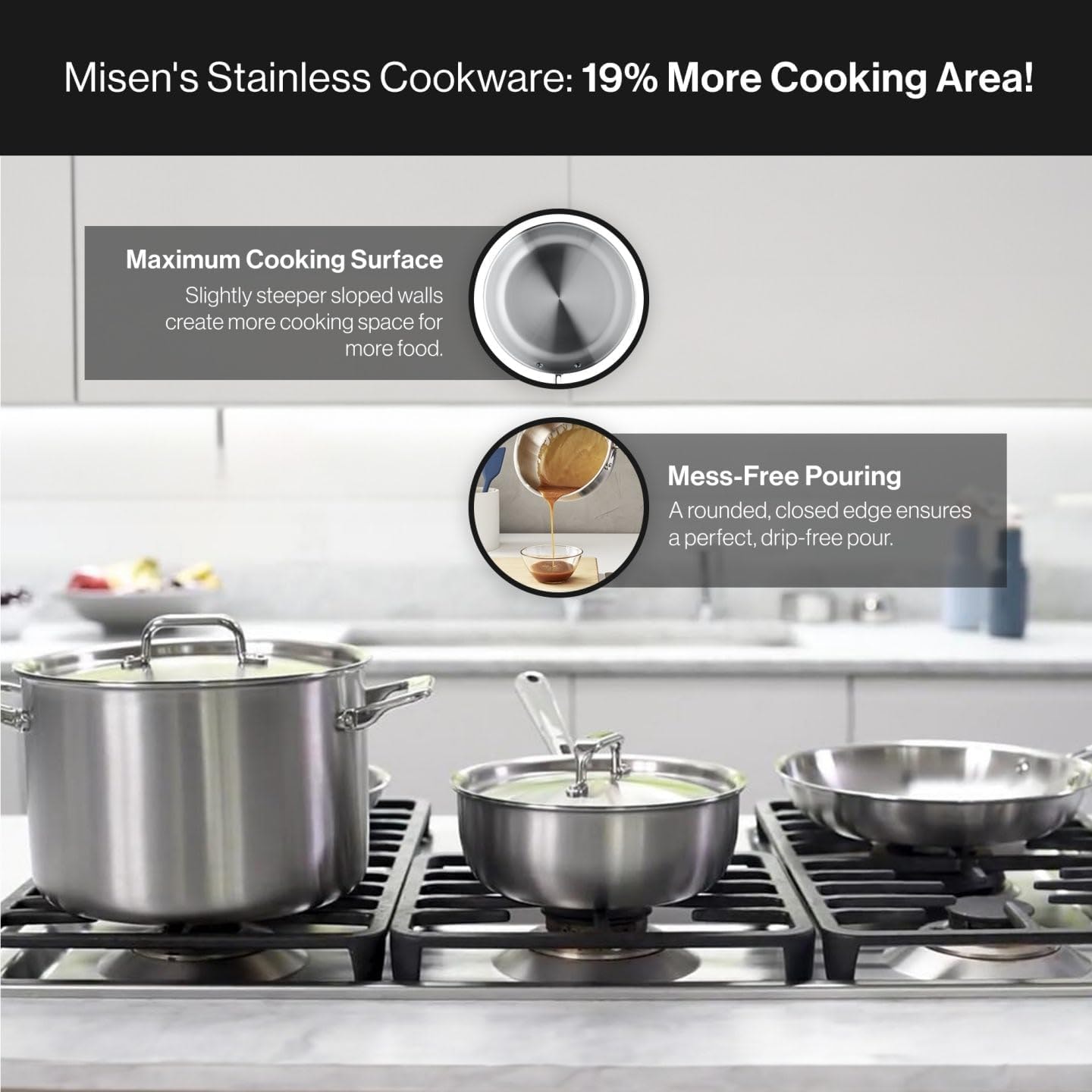 Misen Stainless Steel Cookware Set – 3 liters – stainless-steel – Cookware Sets