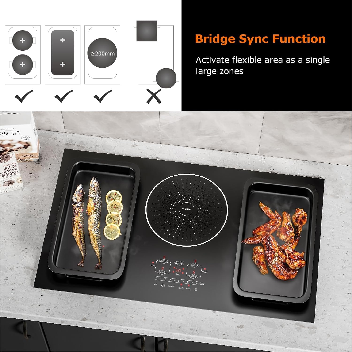 Unbranded 1 Inch Induction Cooktops with 5 Burners, Black – 36 Inch – Countertop Burners