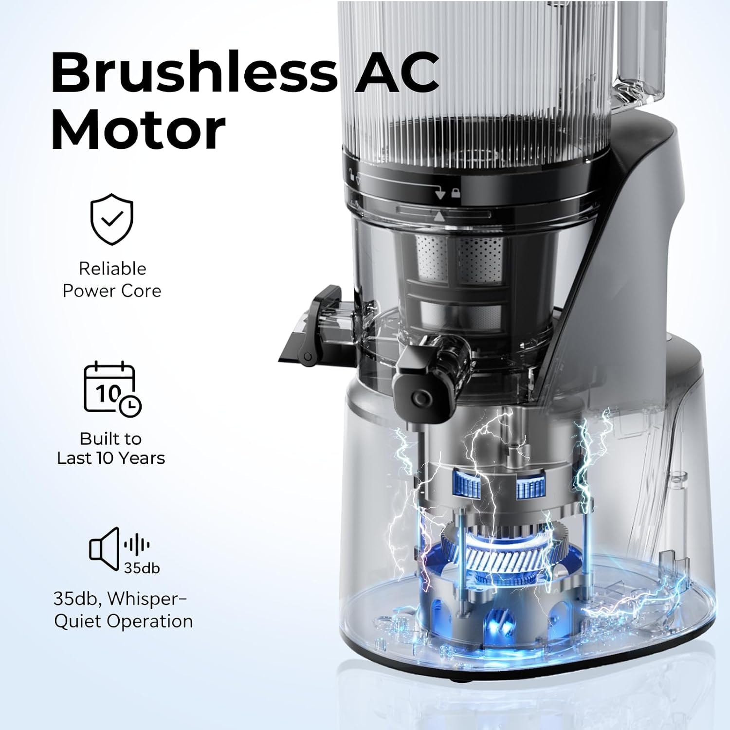 Cold Press Juicer – Premium Gray – Single Auger Masticating Juicers