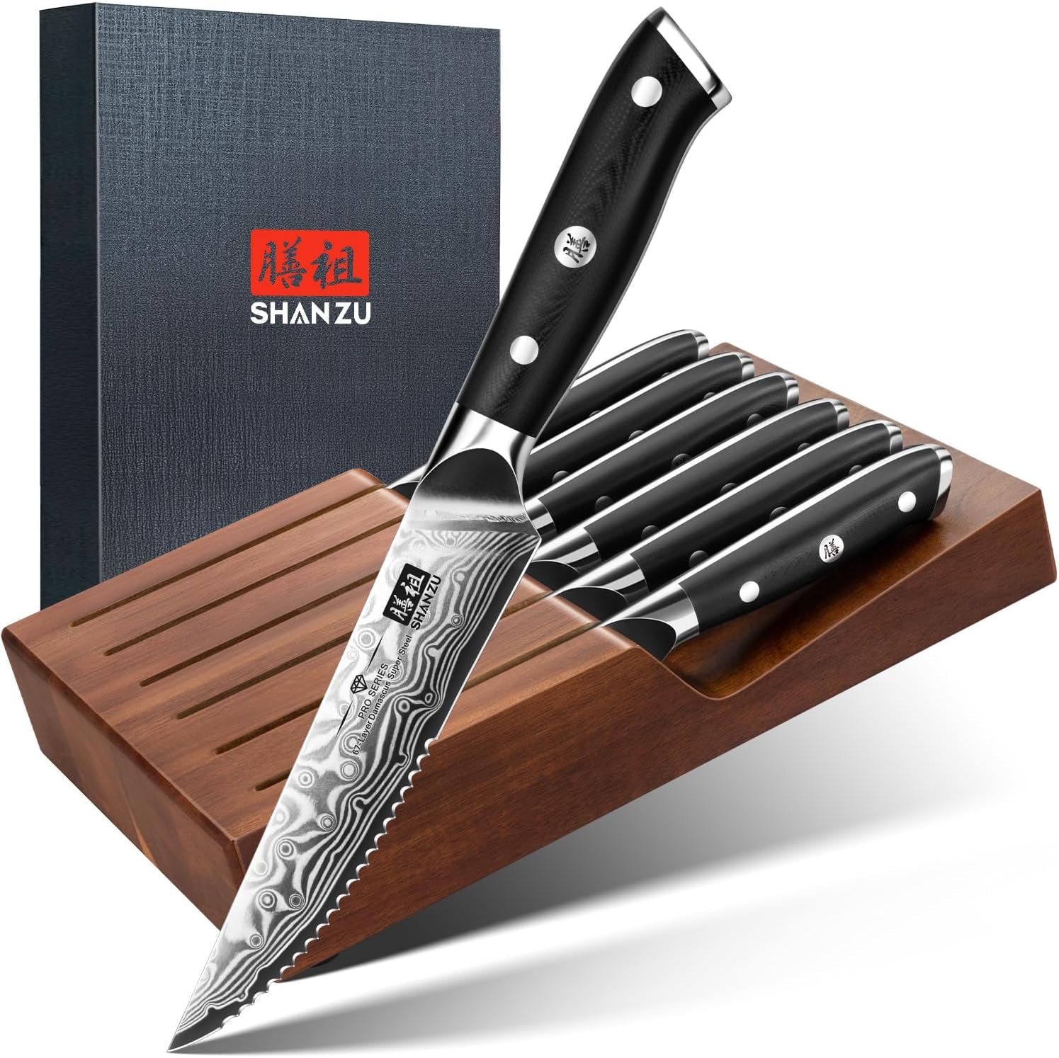 Handmade Damascus Steak Knife Set - Precision Cutting Knives – 4.5 Inch – 7 Pc Steak Knife Set – Steak Knives