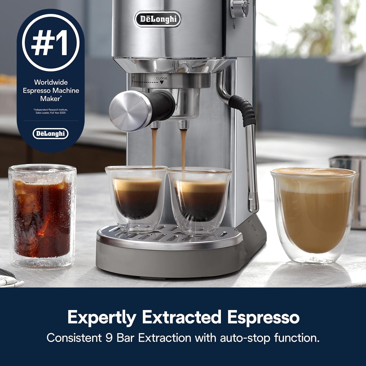 De'Longhi Dedica Duo Espresso Machine – Stainless Steel – Manual Espresso Machines