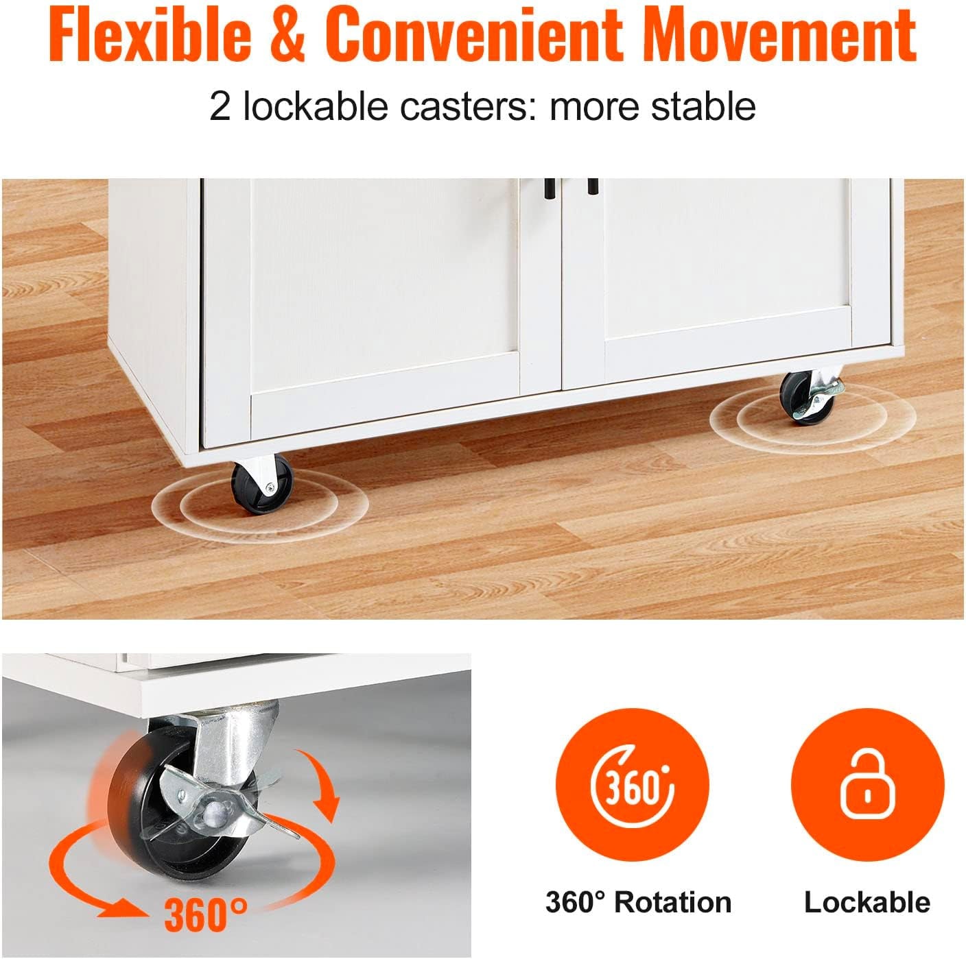 WarmieHomy Kitchen Cart with Solid Wood Top, Locking Wheels Storage Ca – 35.4" W Drop Leaf – White – Mobile Storage Islands