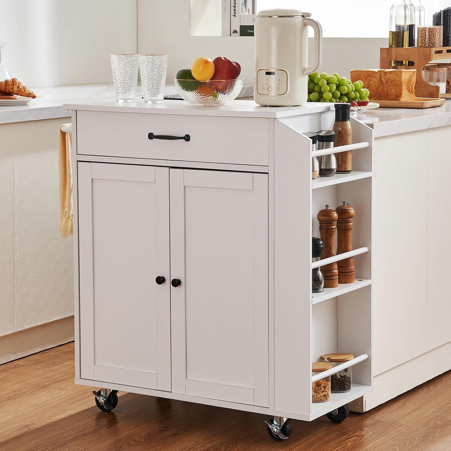 StyleWell 32 in. Folding Kitchen Cart – 32"x15" – White – Mobile Storage Islands