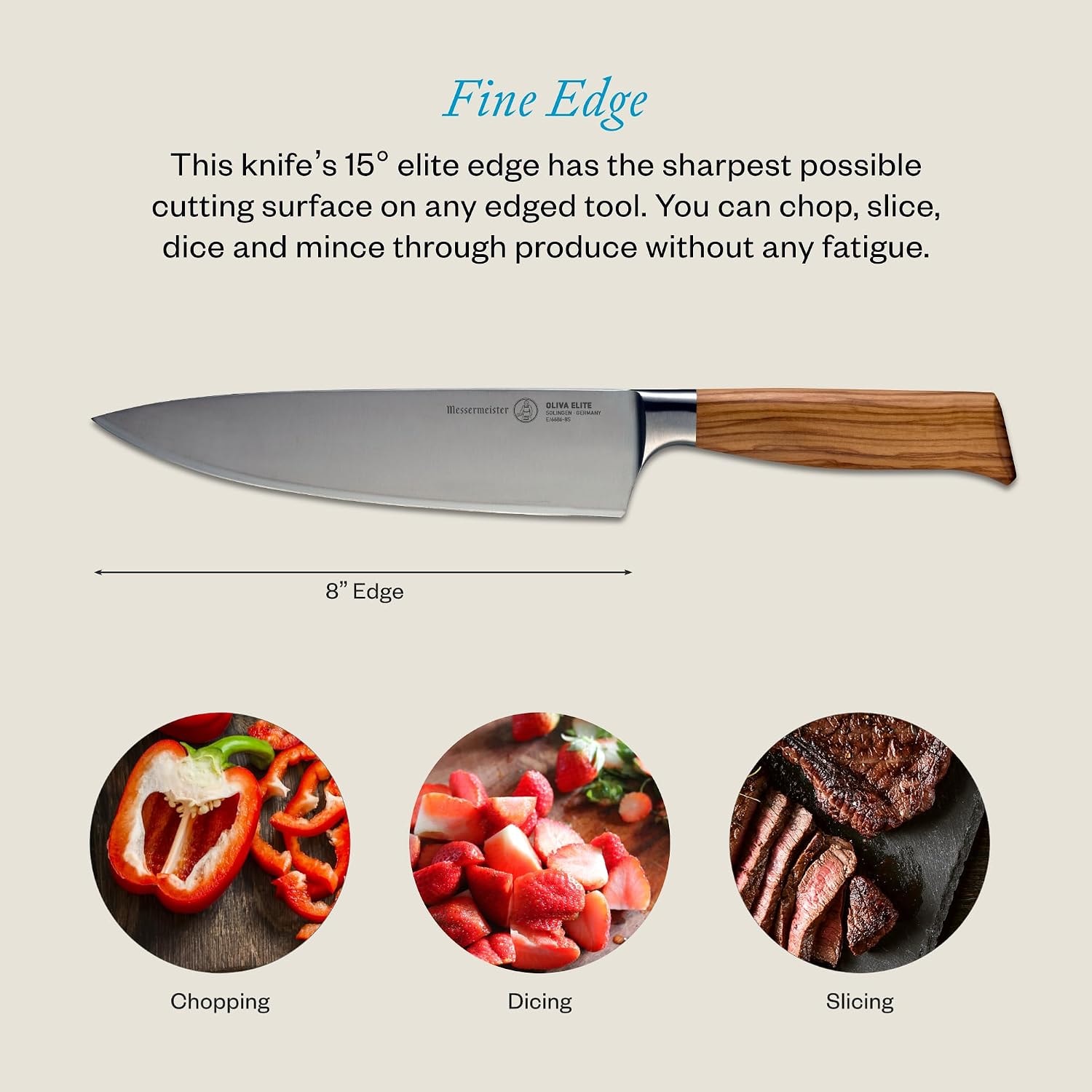 Messermeister Elite Stealth Chef Knife – 8" – Brown – Chef's Knives