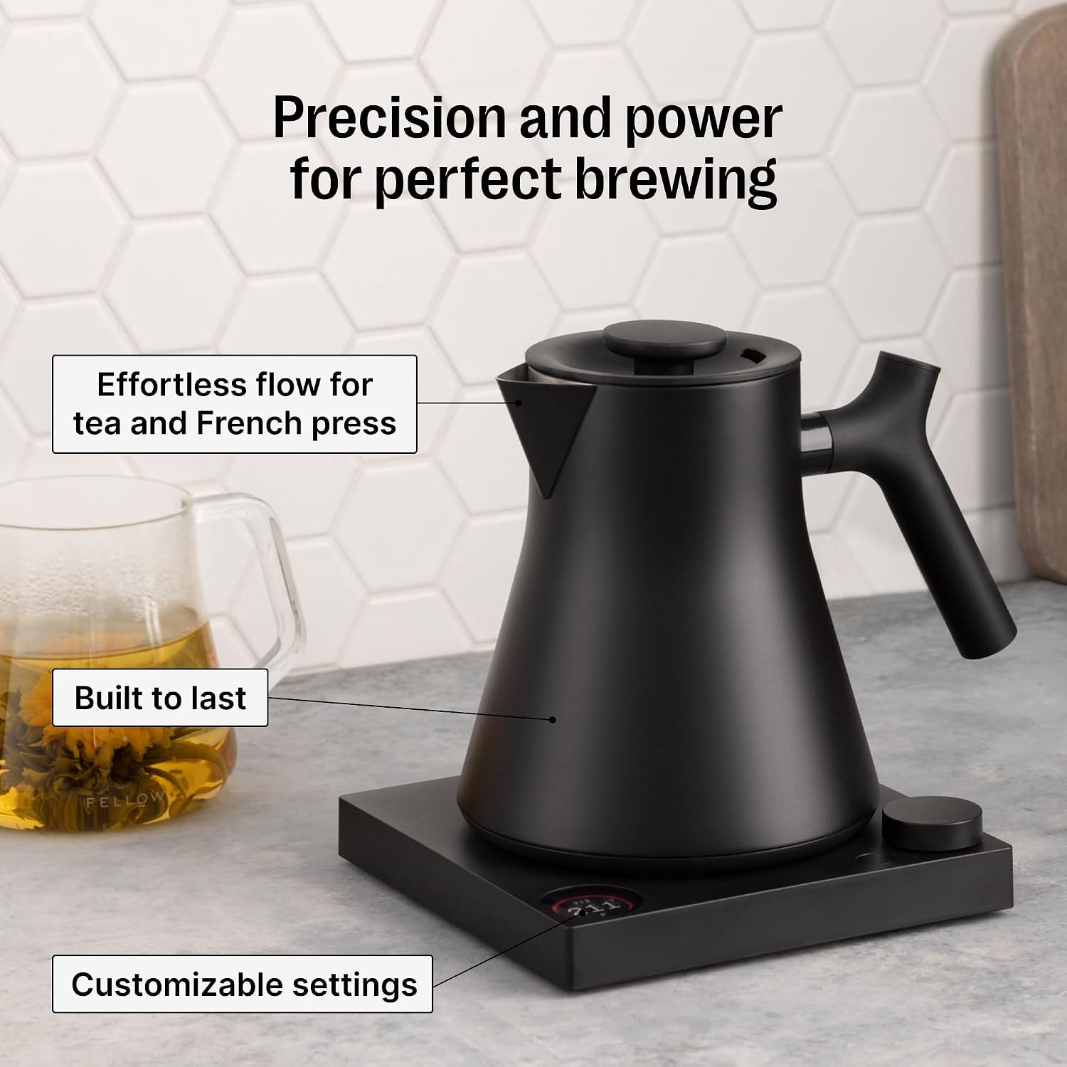 Fellow Corvo Ekg Pro Electric Kettle - Matte Black/walnut – 0.9 liters – Matte Black with Walnut Handle – Electric Kettles