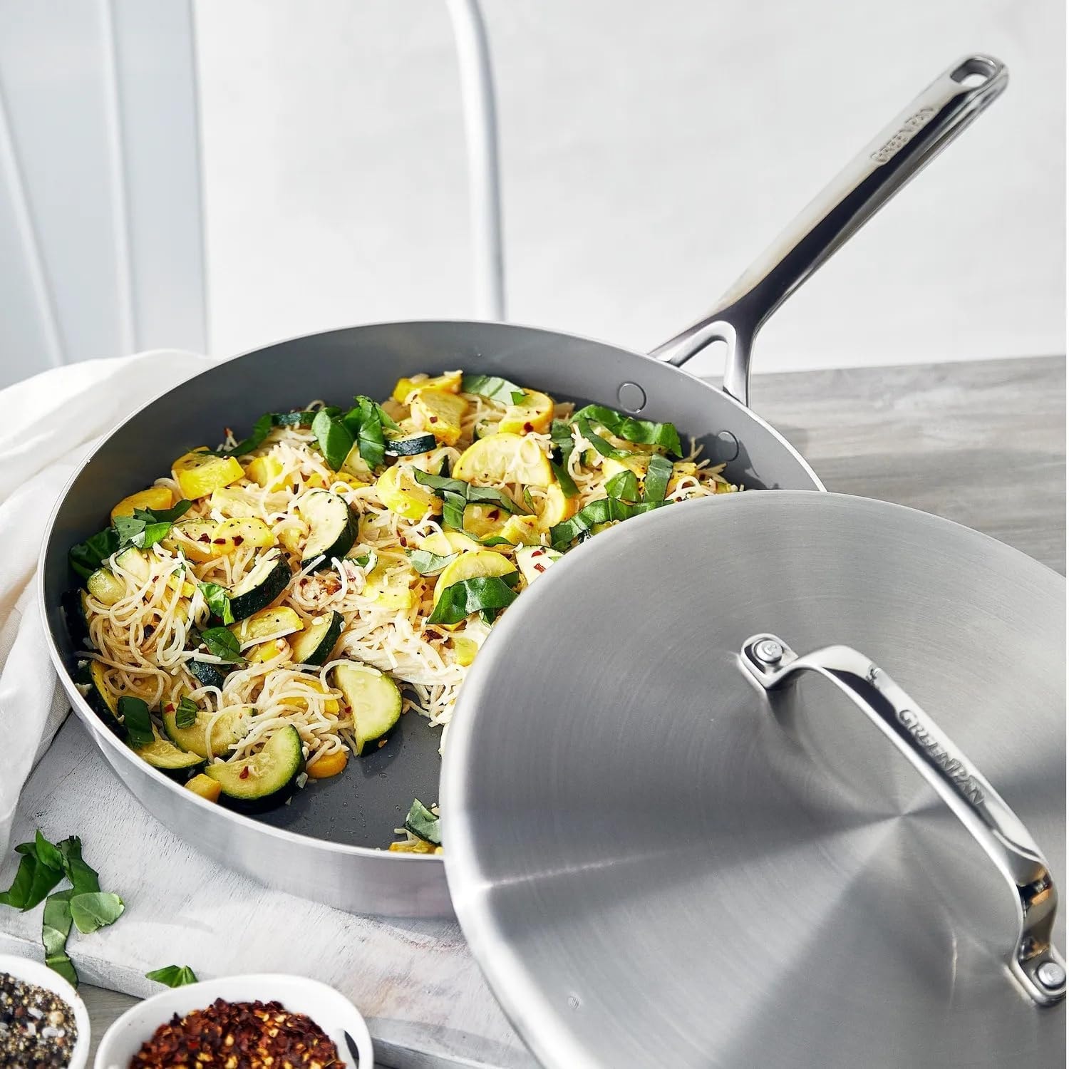 GreenPan GP5 Stainless Steel 10-Piece Cookware Set – 5 quarts – Gold-Tone Handles – Cookware Sets