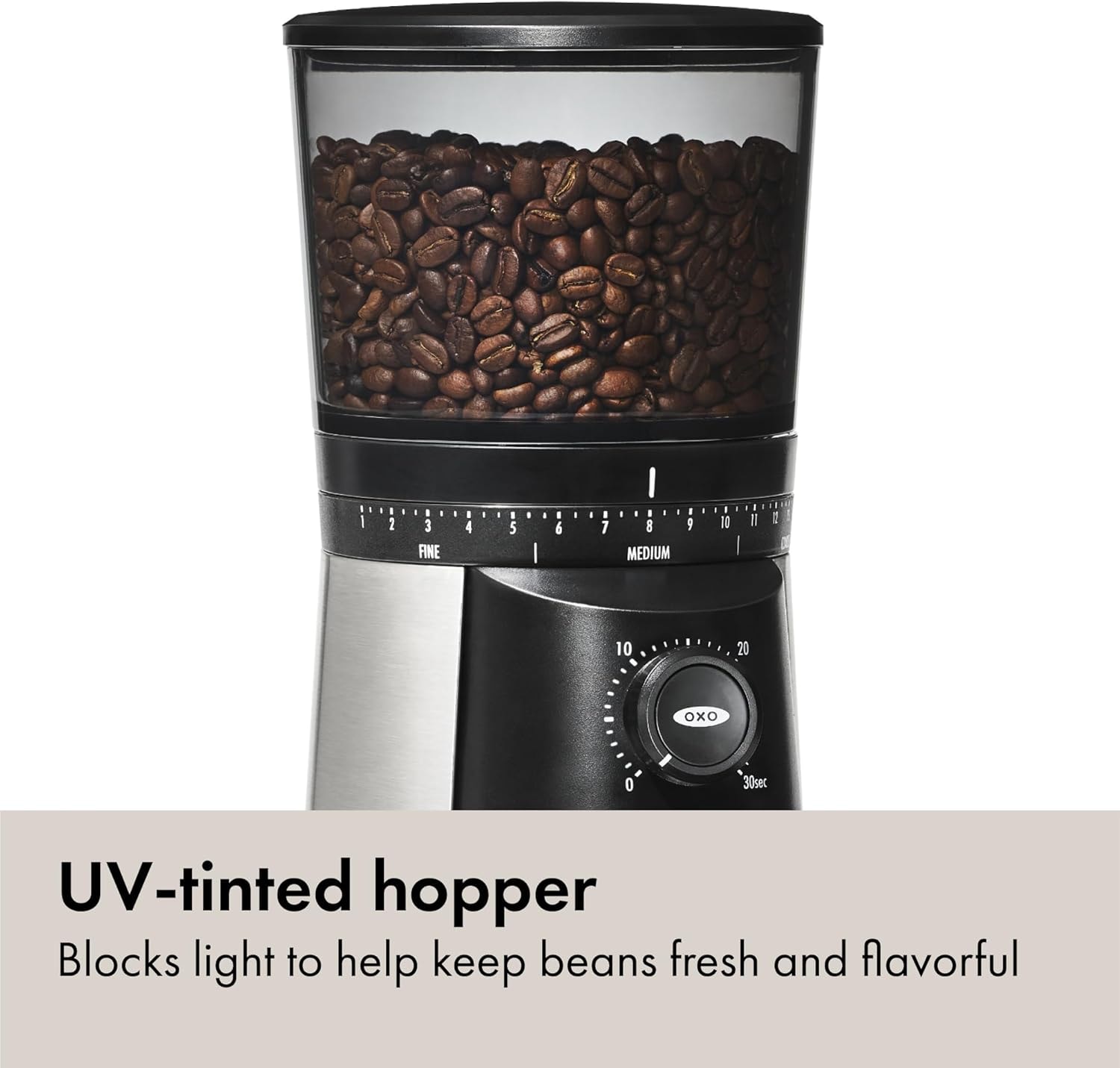 Conical Burr Coffee Grinder – Silver – Electric Burr Grinders