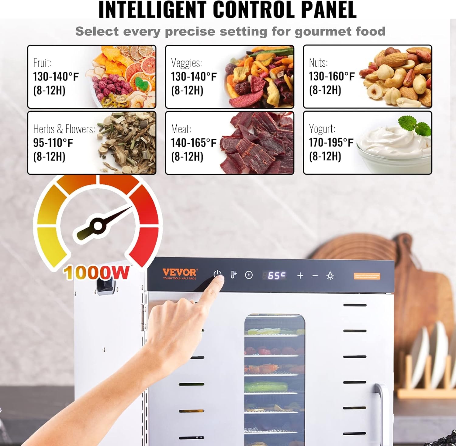10-tray Food Dehydrator, 1000w with Digital Timer & Temp Control, Stai – Sliver – Dehydrators