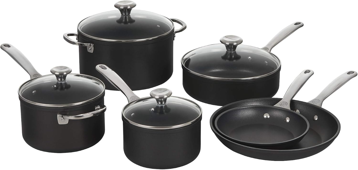 Le Creuset 10-Piece Toughened Nonstick Pro Cookware Set – Gray – Cookware Sets