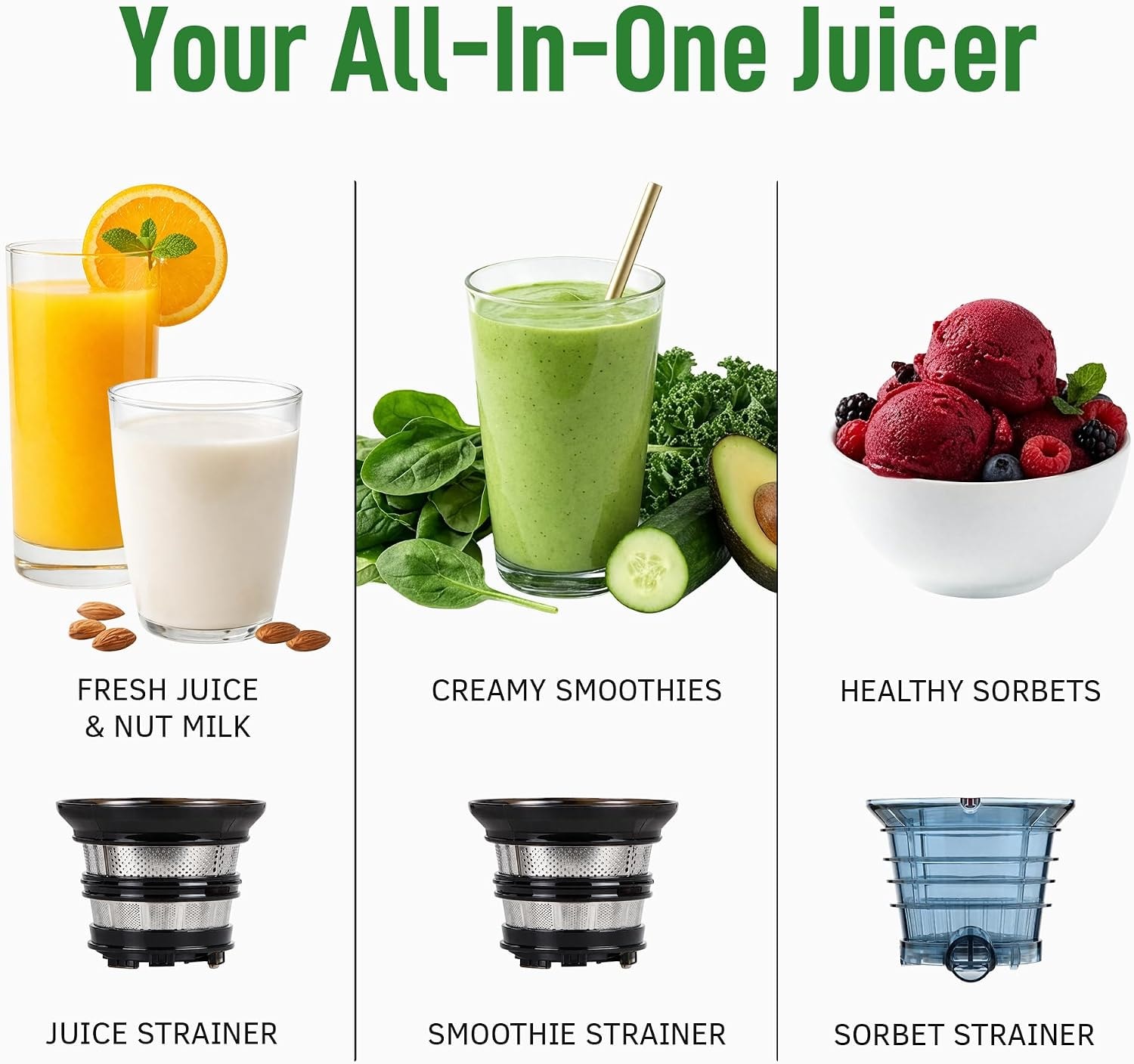 Kuvings AUTO10 Hands-Free Slow Juicer – 3 liters – Silver – Single Auger Masticating Juicers