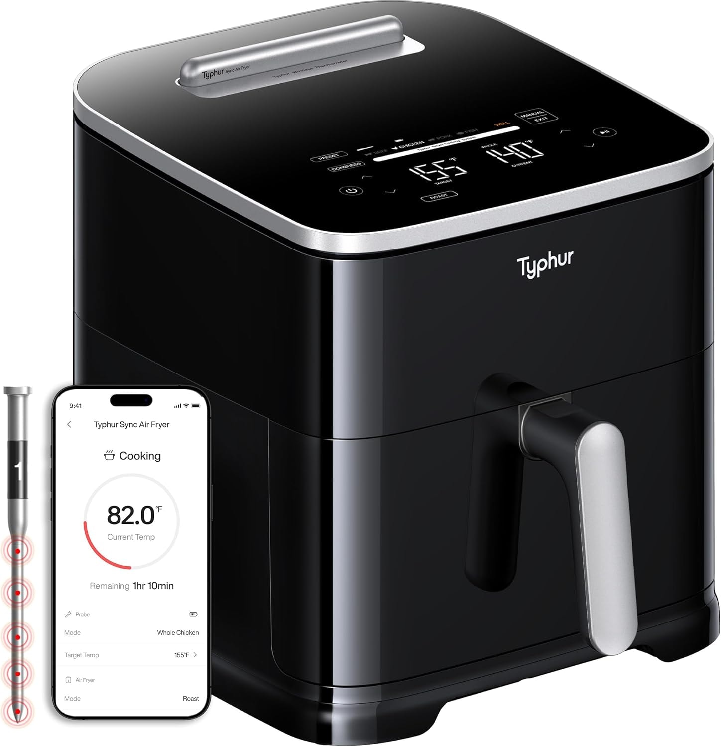 Cosori FlexDrawer Smart Air Fryer with App Control PFAS-Free Ceramic C – 8 quarts – Black+Sliver – Air Fryers