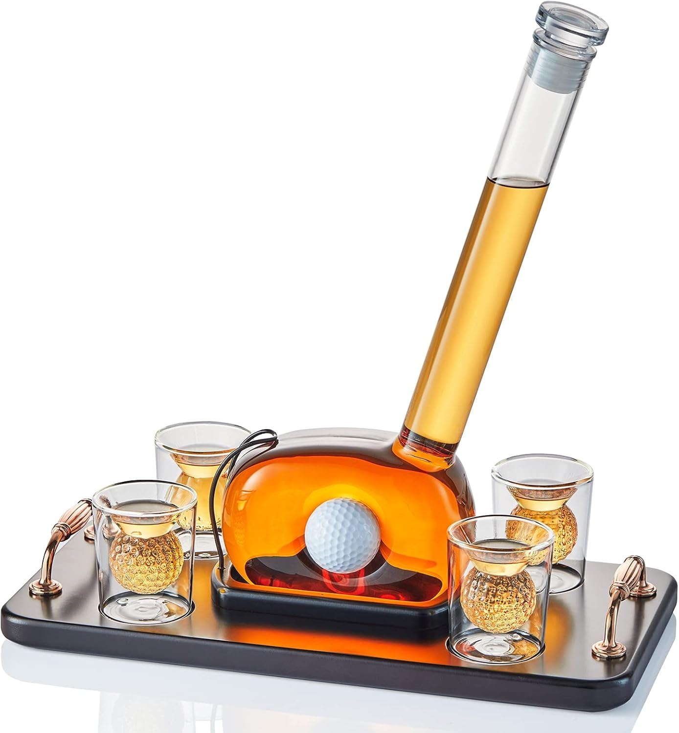 Groovy Guy Gifts Golf Cart Whiskey Decanter Set – 750 ml – Clear – Liquor Decanters