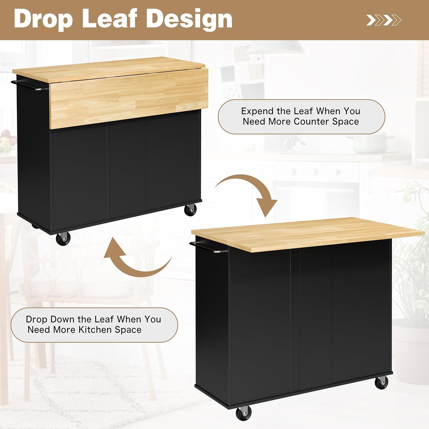 Alyxandra Kitchen Island – Black – Bar & Serving Carts