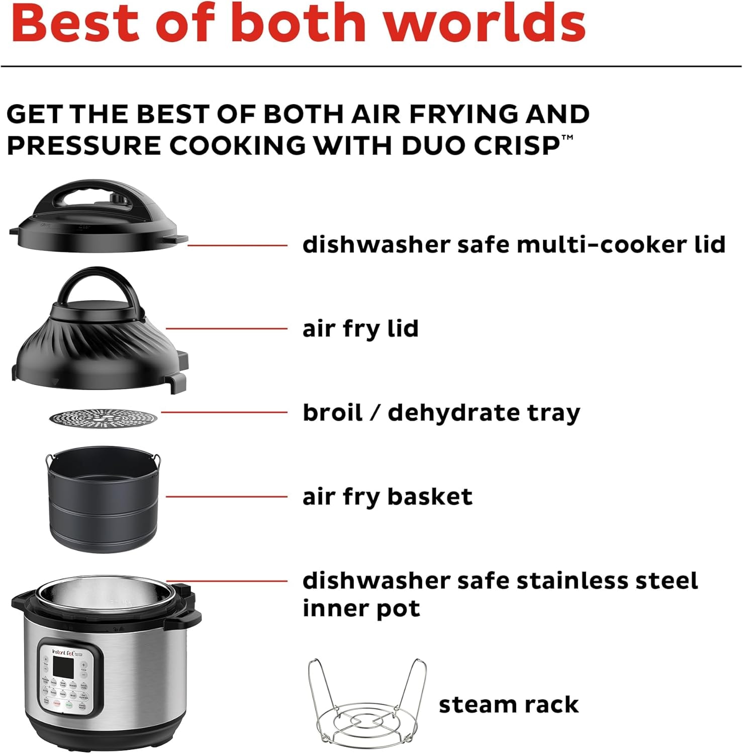 Instant Pot Duo Crisp Air Fryer and Electric Pressure Cooker Combo – 8 quarts – Black/Stainless Steel – Electric Pressure Cookers
