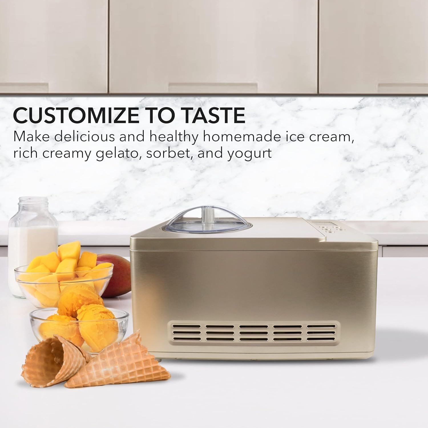 Whynter Ice Cream Maker ICM-220CGY – 2 quarts – Champagne Gold – Ice Cream Machines