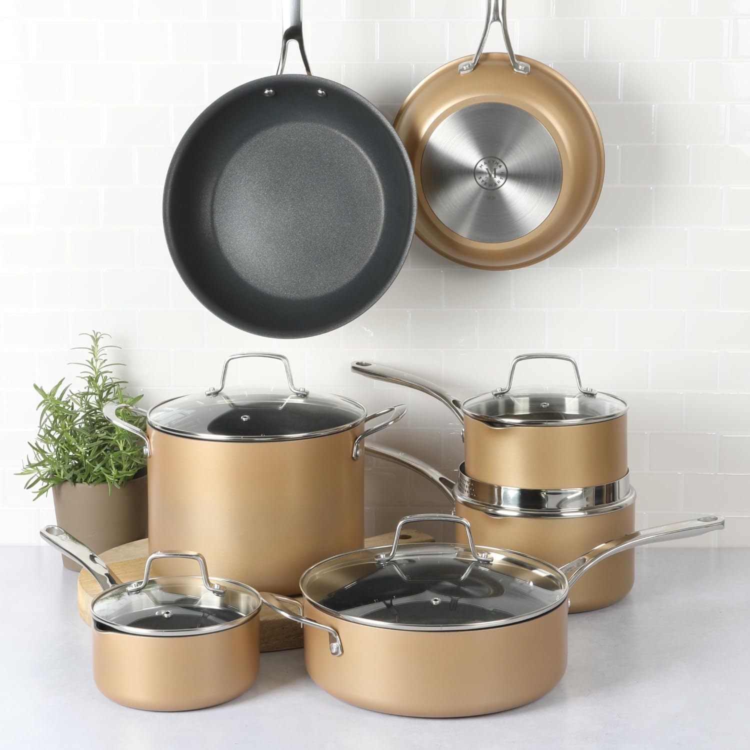 Martha Stewart 12-Piece Hard Anodized Aluminum Nonstick Cookware Set – 4.6 liters – Copper – Cookware Sets