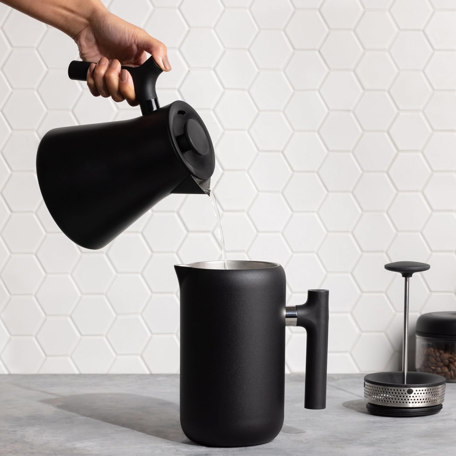 Fellow Corvo Ekg Pro Electric Kettle - Matte Black/walnut – 0.9 liters – Matte Black with Walnut Handle – Electric Kettles