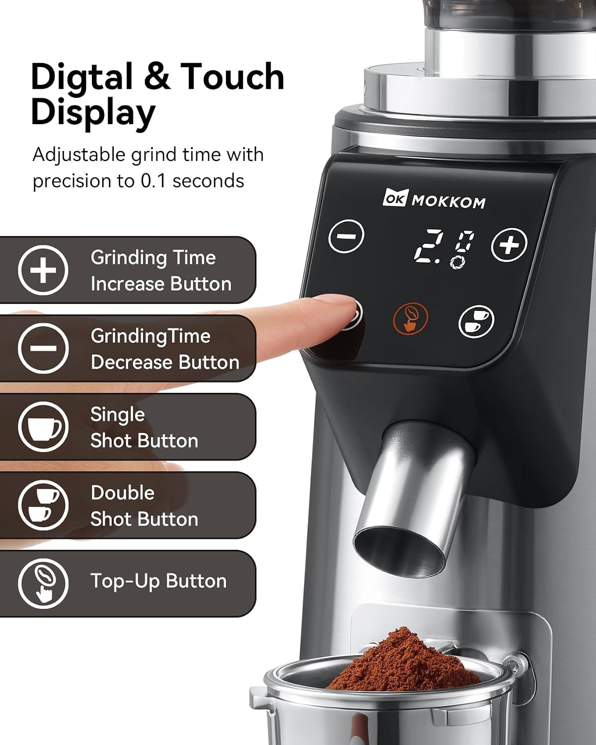 Anqtovp 64mm Stainless Steel Electric Coffee Grinder – Silver – Electric Burr Grinders