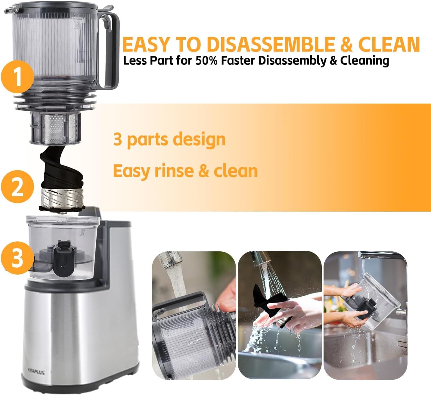 4.3 in. 200-Watt Stainless Steel Cold Press Juicer with 2-Auger and Ju – 2 liters – silver – Single Auger Masticating Juicers