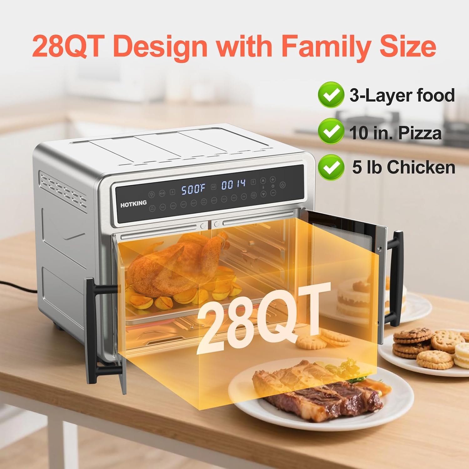 29QT Air Fryer Toaster Oven – 28 quarts – Silver – Air Fryers