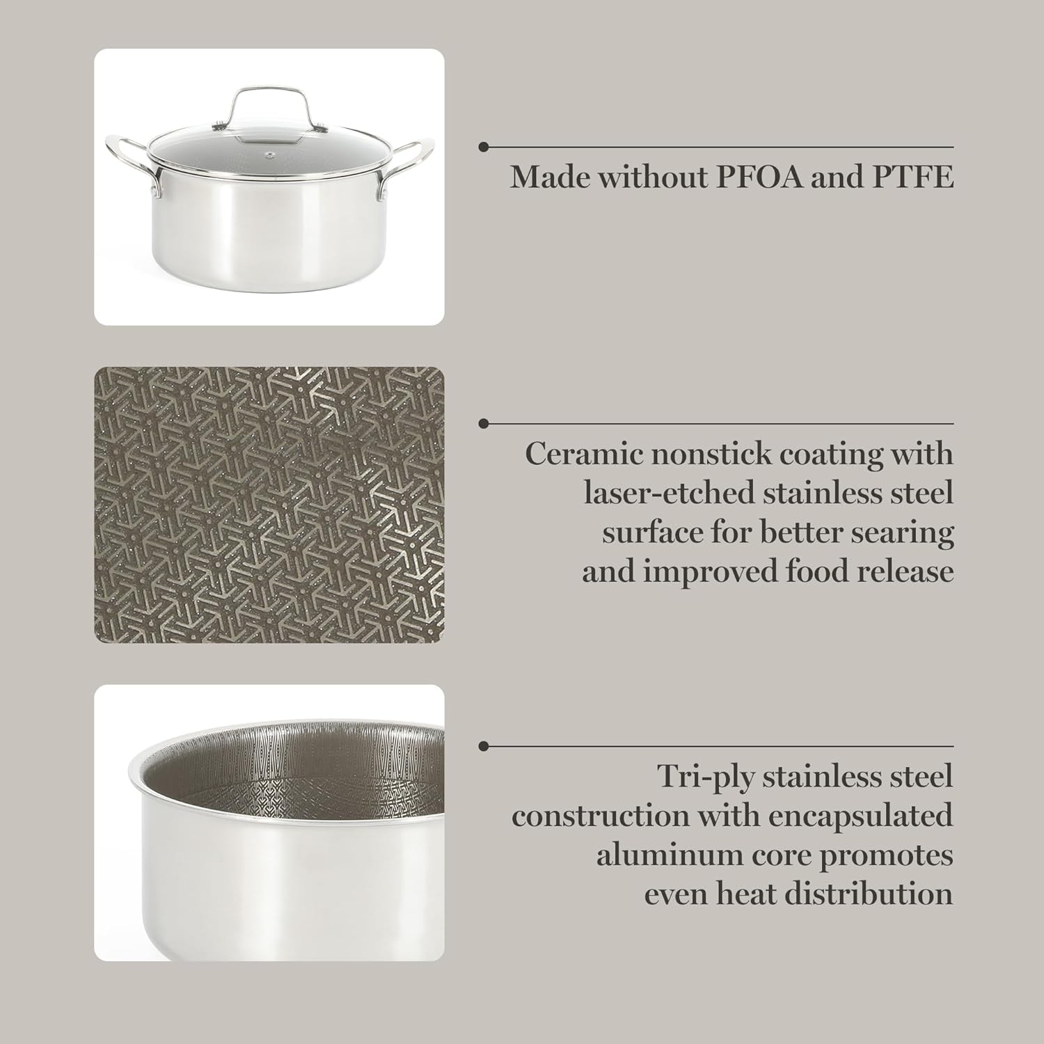 Martha Stewart Badgley 10 Piece TriPly Stainless Steel Pots and Pans N – 2.25 quarts – Cookware Sets