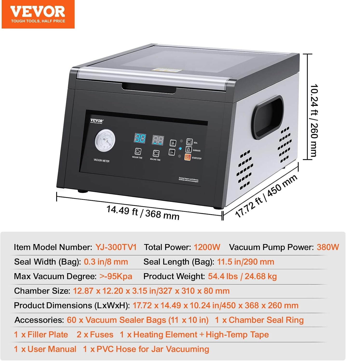 Vevor Chamber Vacuum Sealer, 380w Vacuum Pump Power, Sealing Bag Packi – Black – Vacuum Sealers