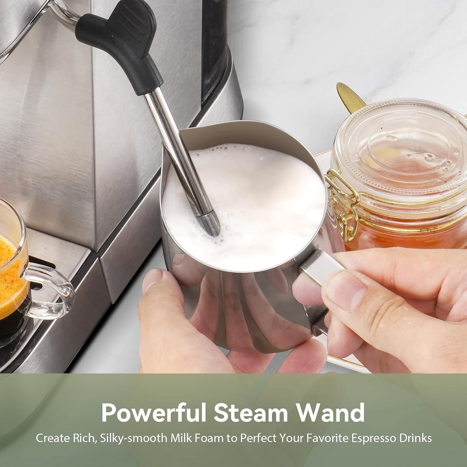 GEVI Espresso Machine – 1 liters – Sterling Silver – Commercial Espresso Machines & Coffee Makers