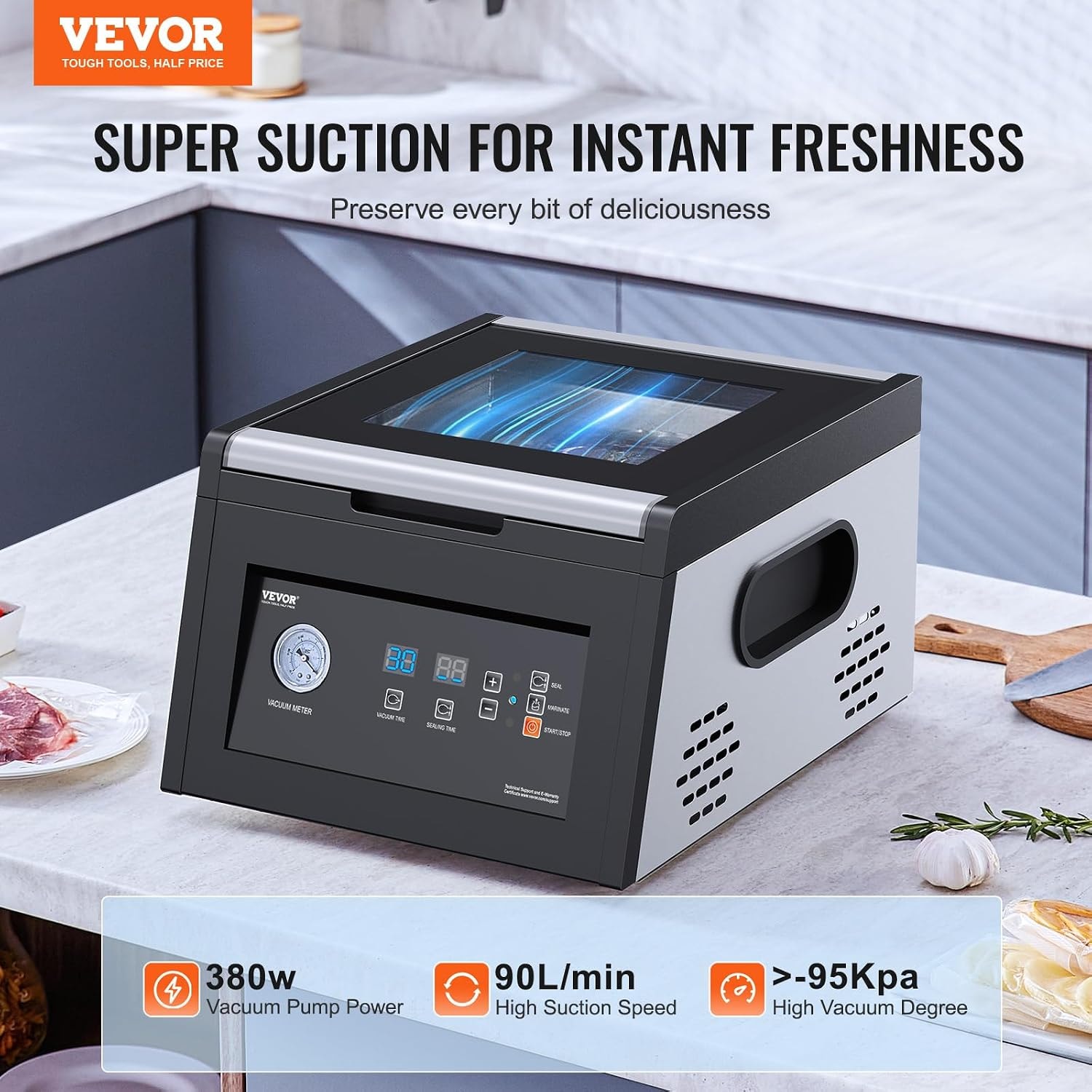 Vevor Chamber Vacuum Sealer, 380w Vacuum Pump Power, Sealing Bag Packi – Black – Vacuum Sealers